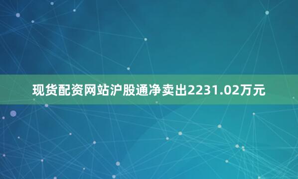 现货配资网站沪股通净卖出2231.02万元